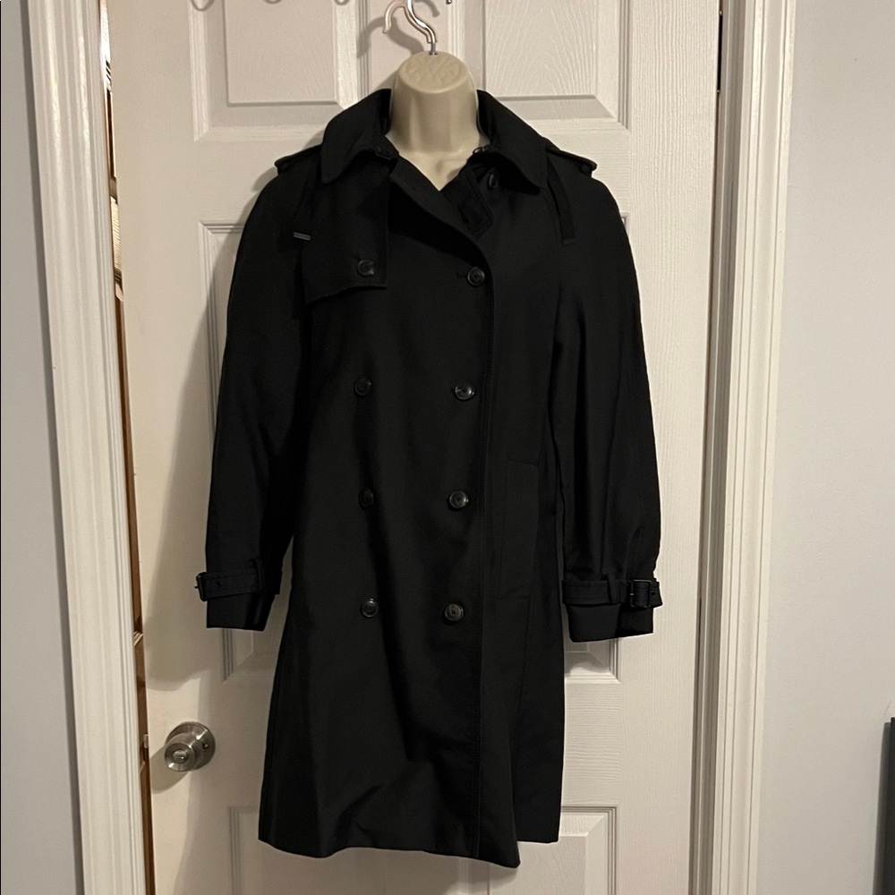 Zara Classic Black hooded water resistant Trench Coat sz s